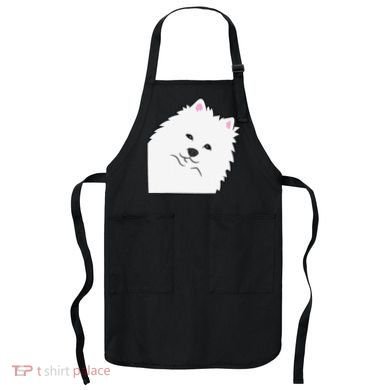 American Eskimo Dog Peeking From Side Cute American Eskimo Apron