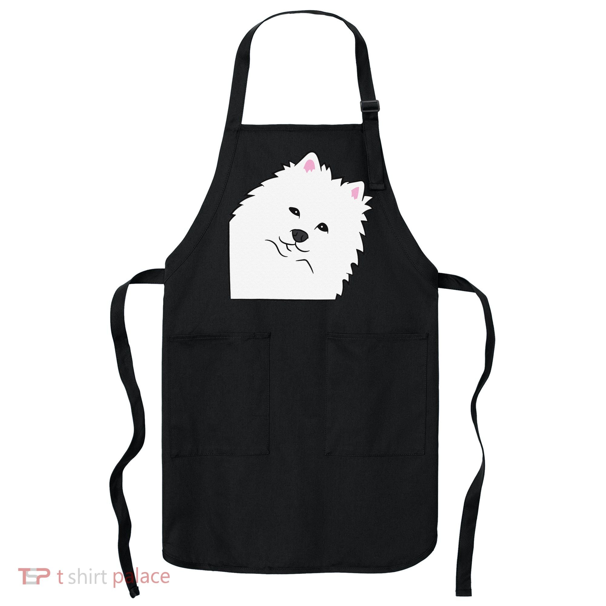 American Eskimo Dog Peeking From Side Cute American Eskimo Apron