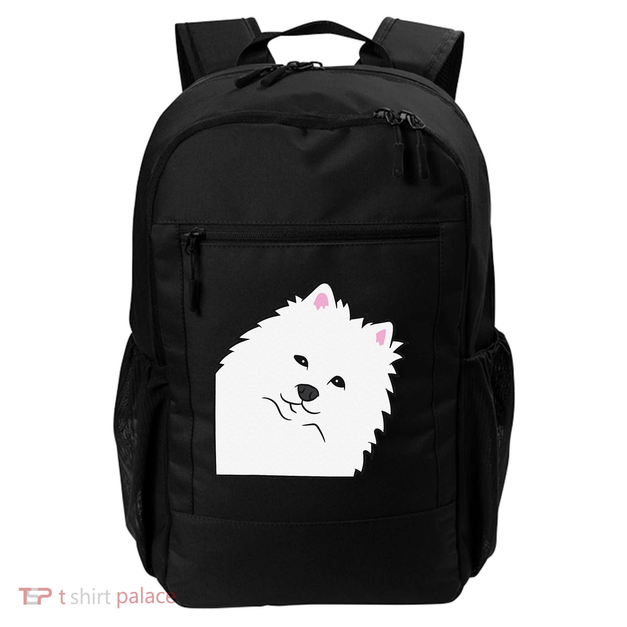 American Eskimo Dog Peeking From Side Cute American Eskimo Backpack