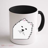 American Eskimo Dog Peeking From Side Cute American Eskimo Coffee Mug thumb 1