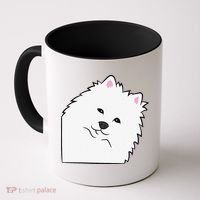 American Eskimo Dog Peeking From Side Cute American Eskimo Coffee Mug thumb 0