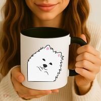 American Eskimo Dog Peeking From Side Cute American Eskimo Coffee Mug thumb 3