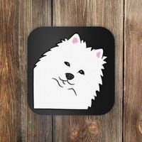 American Eskimo Dog Peeking From Side Cute American Eskimo Coaster thumb 0