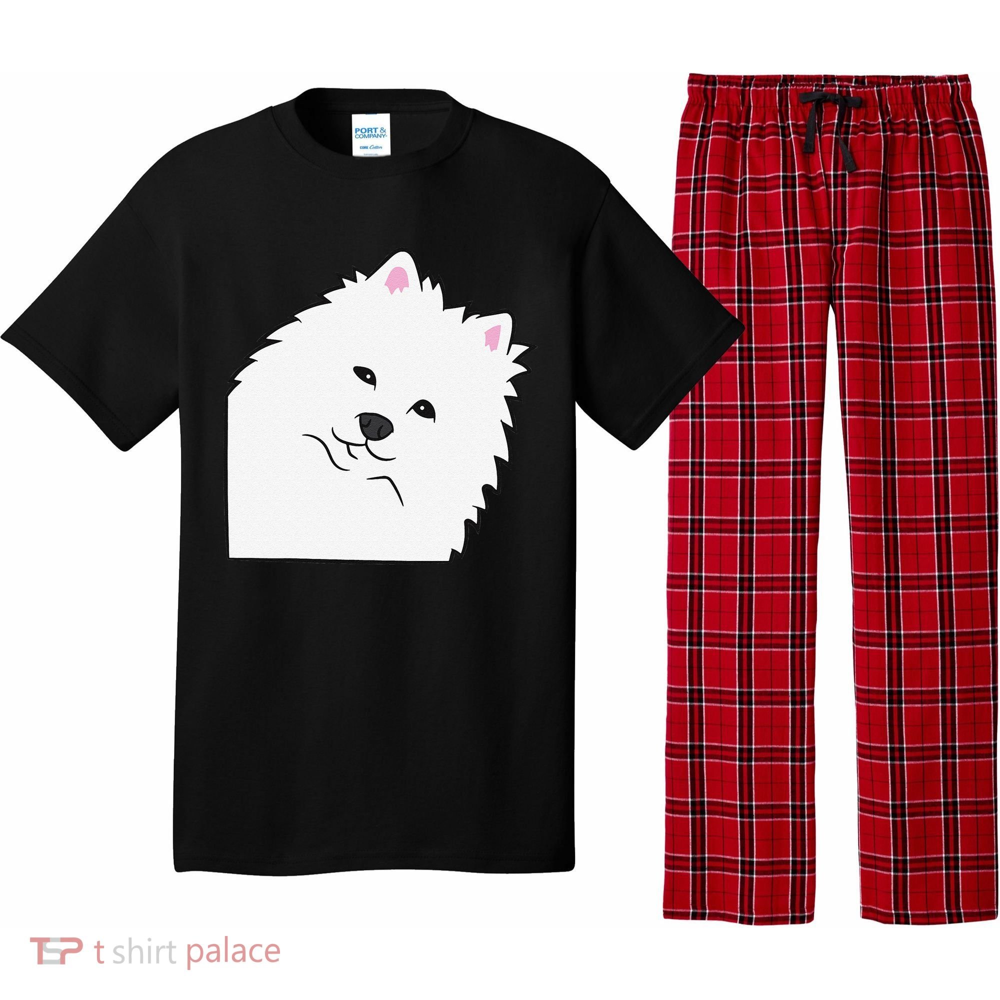 American Eskimo Dog Peeking From Side Cute American Eskimo Pajama Set