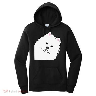 American Eskimo Dog Peeking From Side Cute American Eskimo Women's Hoodie