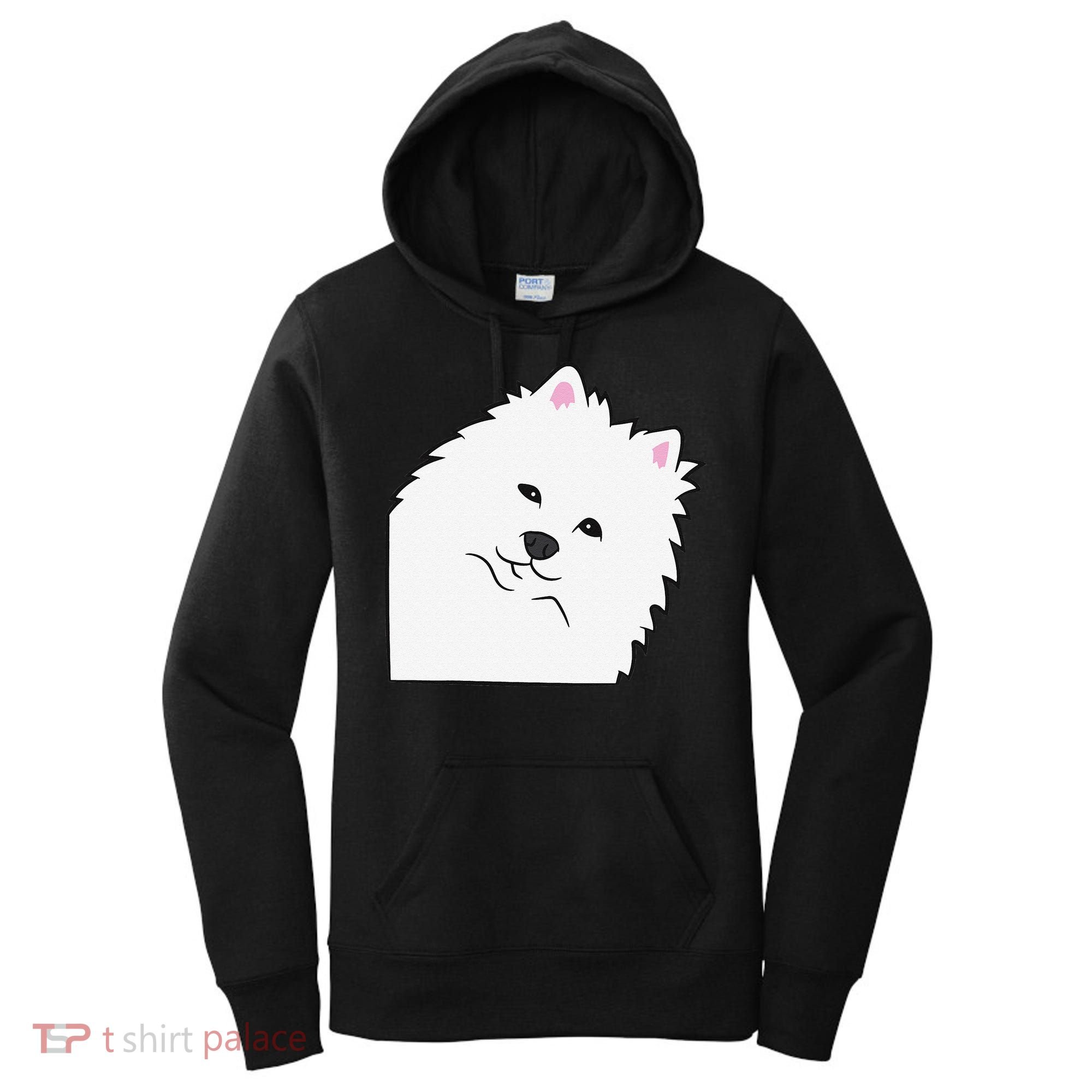 American Eskimo Dog Peeking From Side Cute American Eskimo Women's Hoodie
