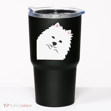 American Eskimo Dog Peeking From Side Cute American Eskimo Tumbler