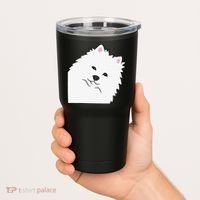 American Eskimo Dog Peeking From Side Cute American Eskimo Tumbler thumb 2