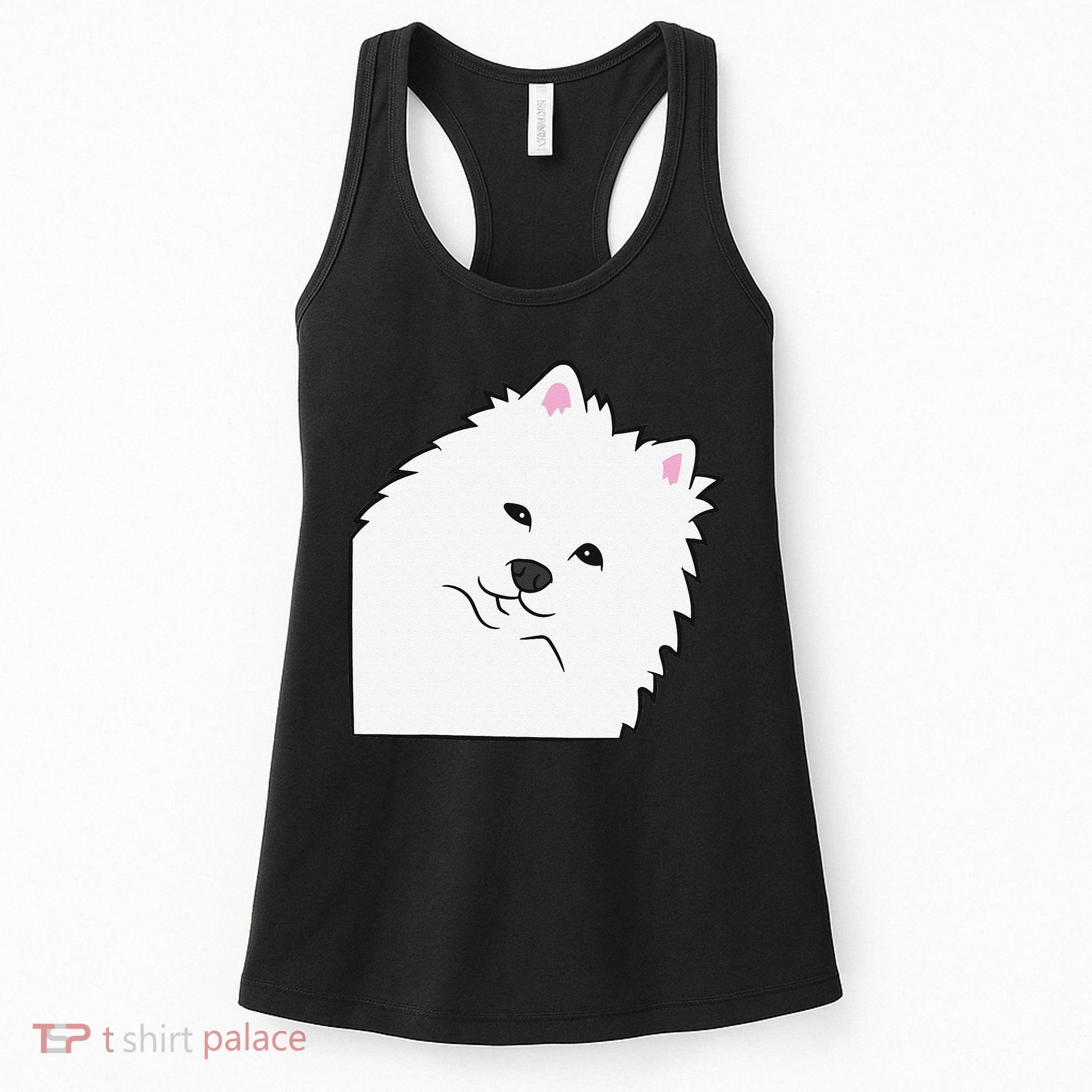 American Eskimo Dog Peeking From Side Cute American Eskimo Women's Tank Top