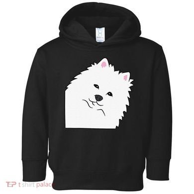 American Eskimo Dog Peeking From Side Cute American Eskimo Toddler Hoodie