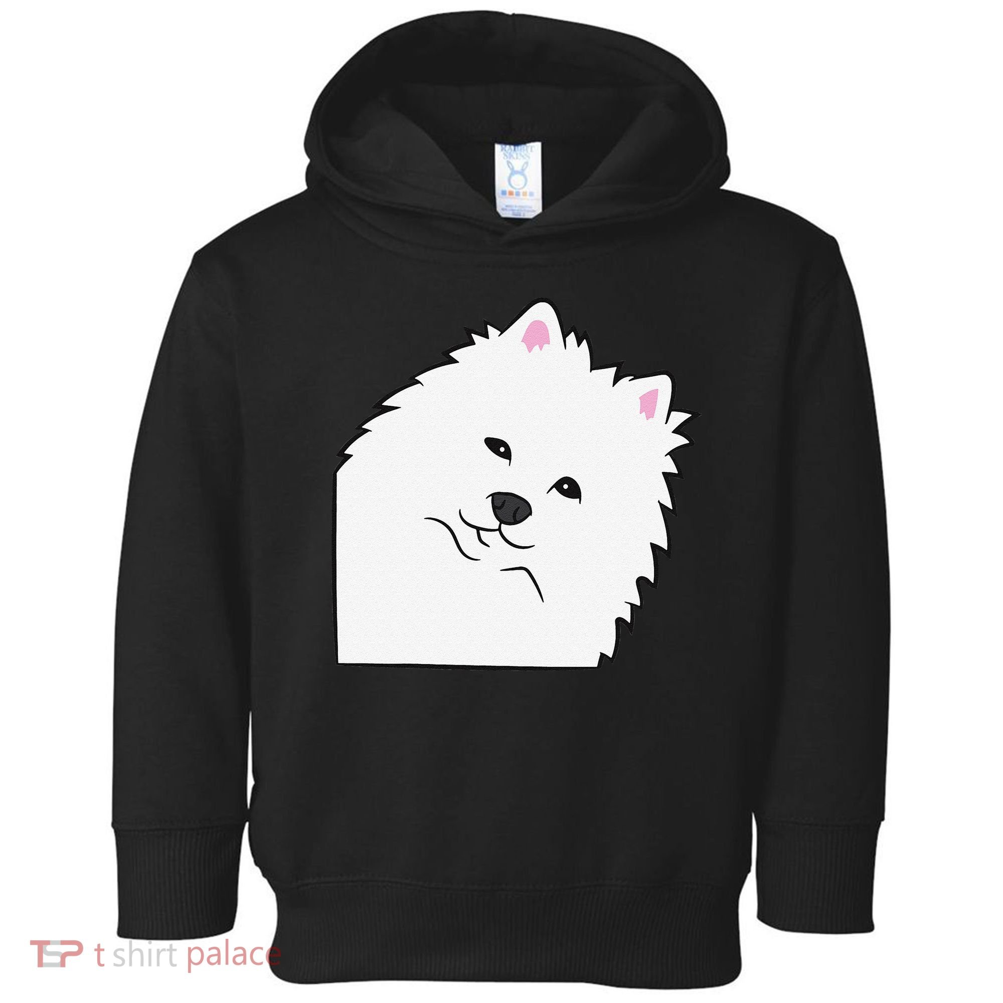 American Eskimo Dog Peeking From Side Cute American Eskimo Toddler Hoodie