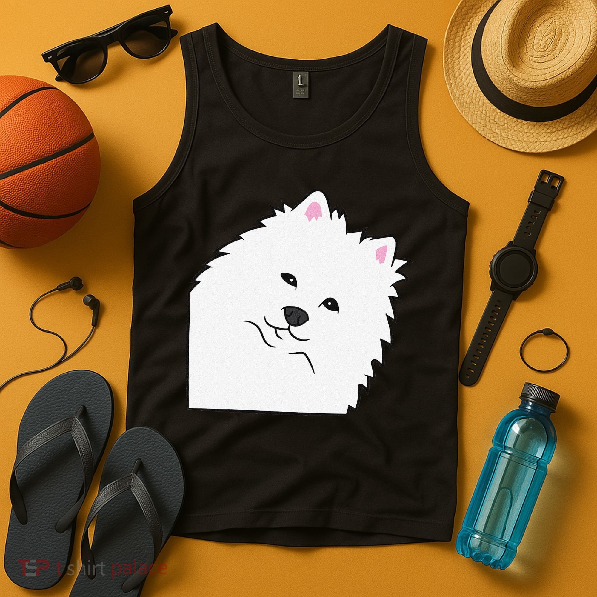American Eskimo Dog Peeking From Side Cute American Eskimo Tank Top