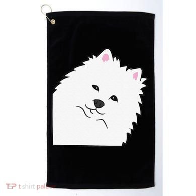 American Eskimo Dog Peeking From Side Cute American Eskimo Golf Towel