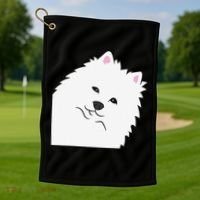 American Eskimo Dog Peeking From Side Cute American Eskimo Golf Towel thumb 1