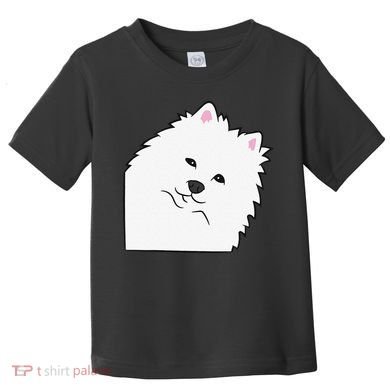 American Eskimo Dog Peeking From Side Cute American Eskimo Toddler T-Shirt
