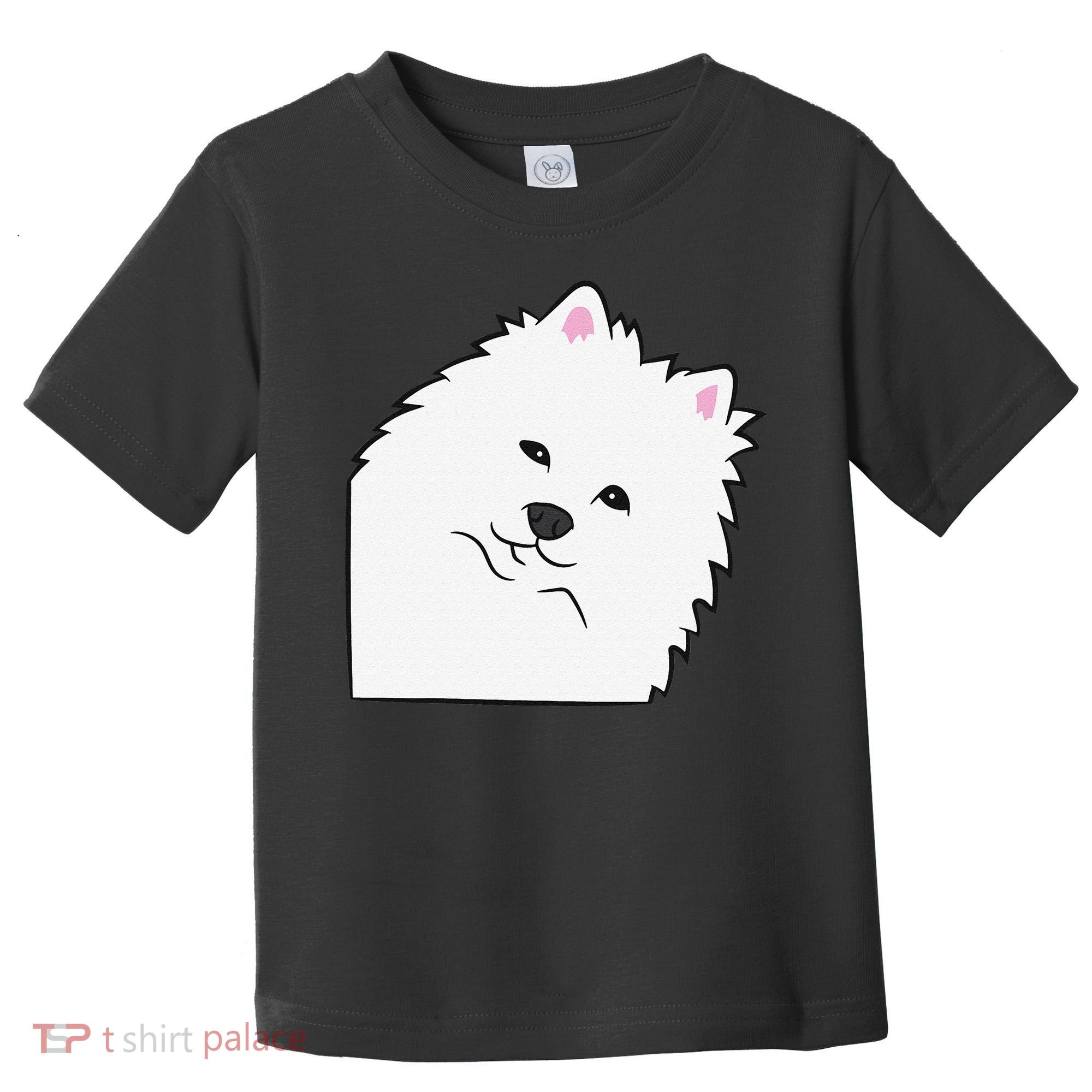American Eskimo Dog Peeking From Side Cute American Eskimo Toddler T-Shirt