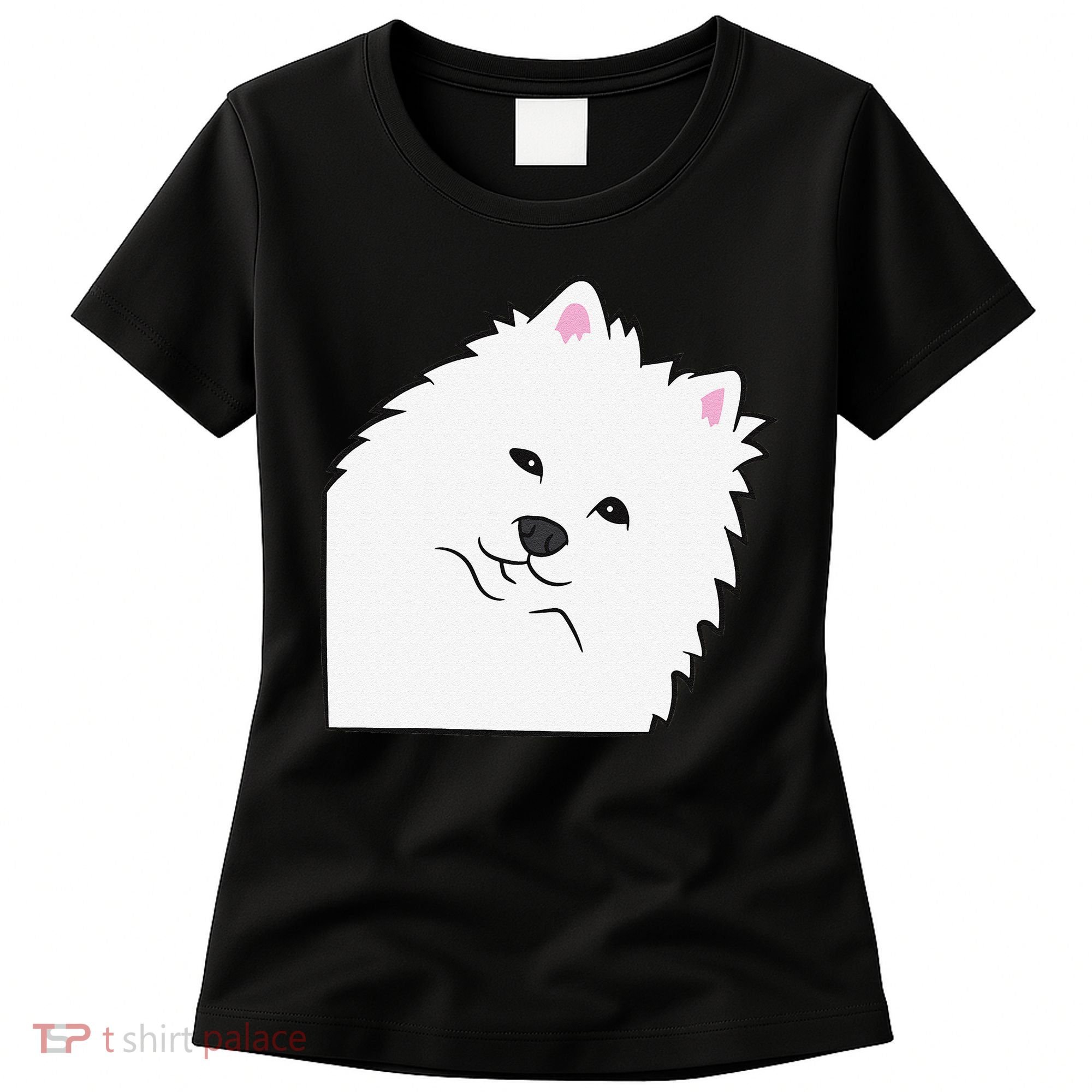 American Eskimo Dog Peeking From Side Cute American Eskimo Women's T-Shirt