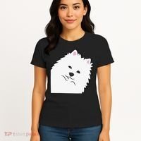 American Eskimo Dog Peeking From Side Cute American Eskimo Women's T-Shirt thumb 4