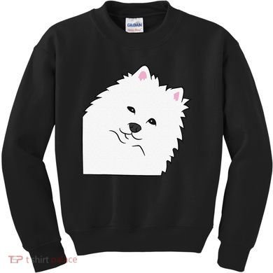 American Eskimo Dog Peeking From Side Cute American Eskimo Kids Sweatshirt