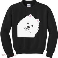 American Eskimo Dog Peeking From Side Cute American Eskimo Kids Sweatshirt thumb 0