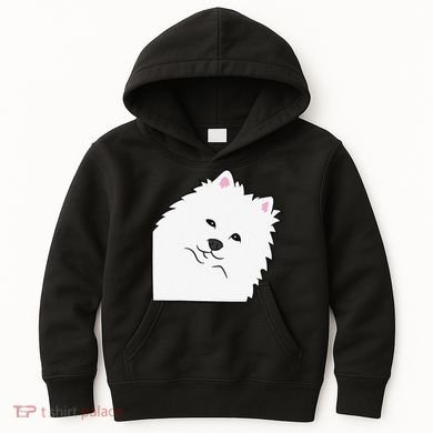 American Eskimo Dog Peeking From Side Cute American Eskimo Kids Hoodie