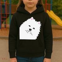 American Eskimo Dog Peeking From Side Cute American Eskimo Kids Hoodie thumb 3