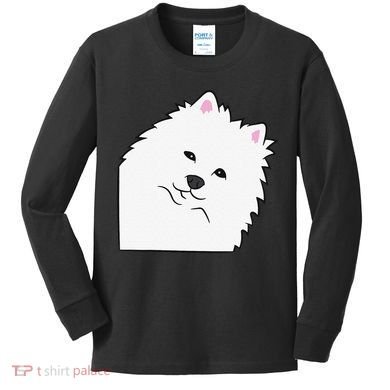 American Eskimo Dog Peeking From Side Cute American Eskimo Kids Long Sleeve Shirt