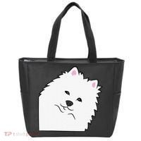 American Eskimo Dog Peeking From Side Cute American Eskimo Tote Bag thumb 0