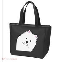 American Eskimo Dog Peeking From Side Cute American Eskimo Tote Bag thumb 3