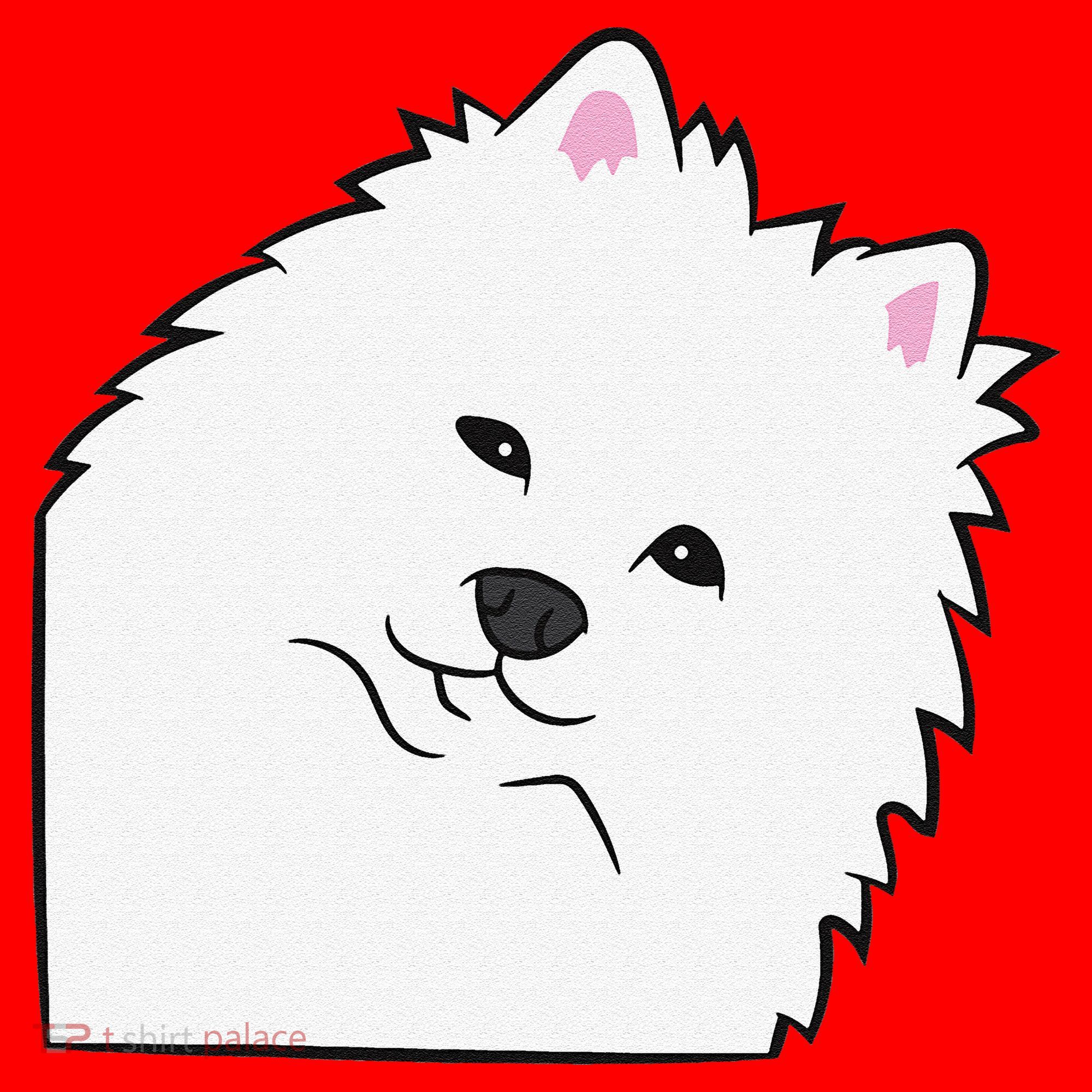 American Eskimo Dog Peeking From Side Cute American Eskimo Santa Hat