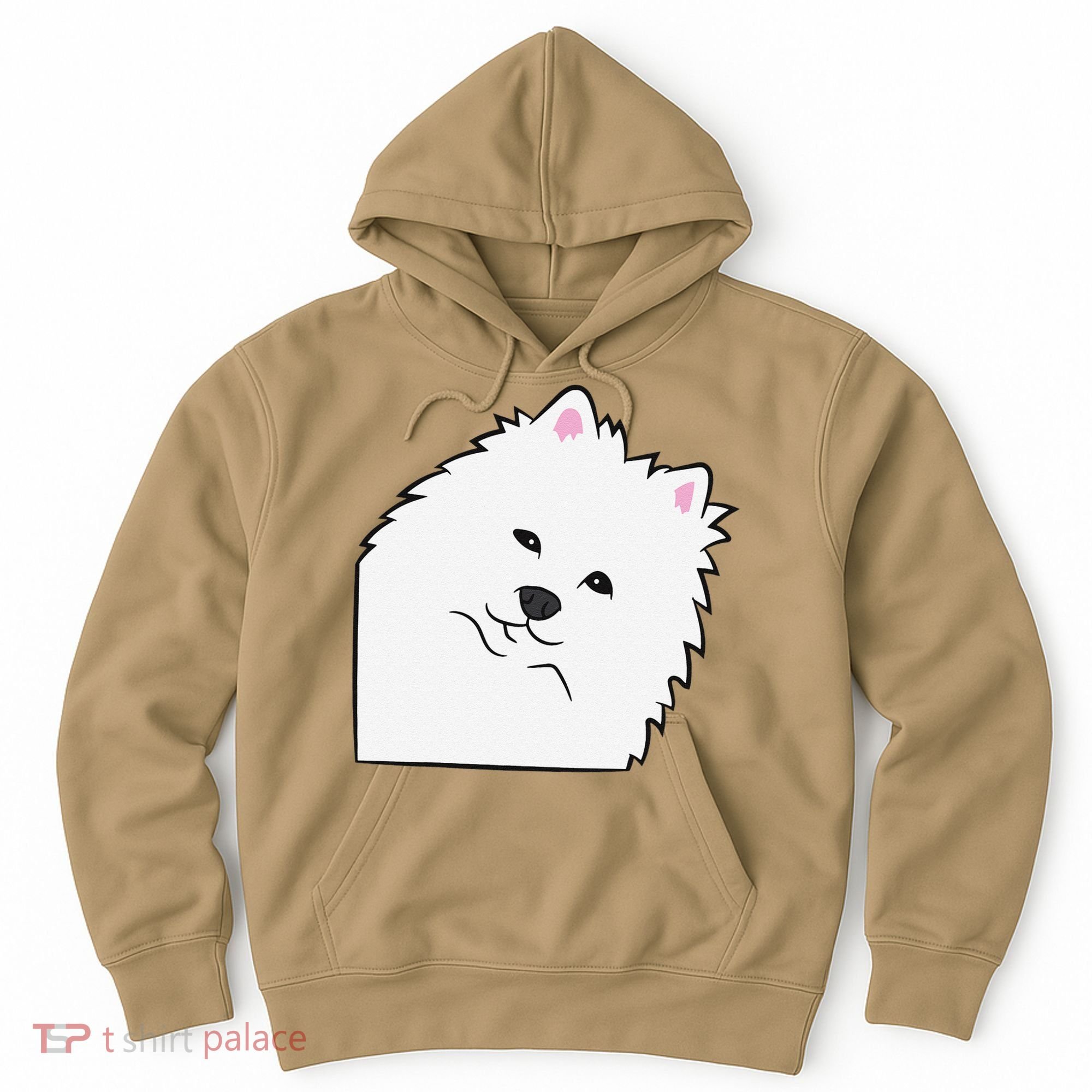 American Eskimo Dog Peeking From Side Cute American Eskimo Hoodie
