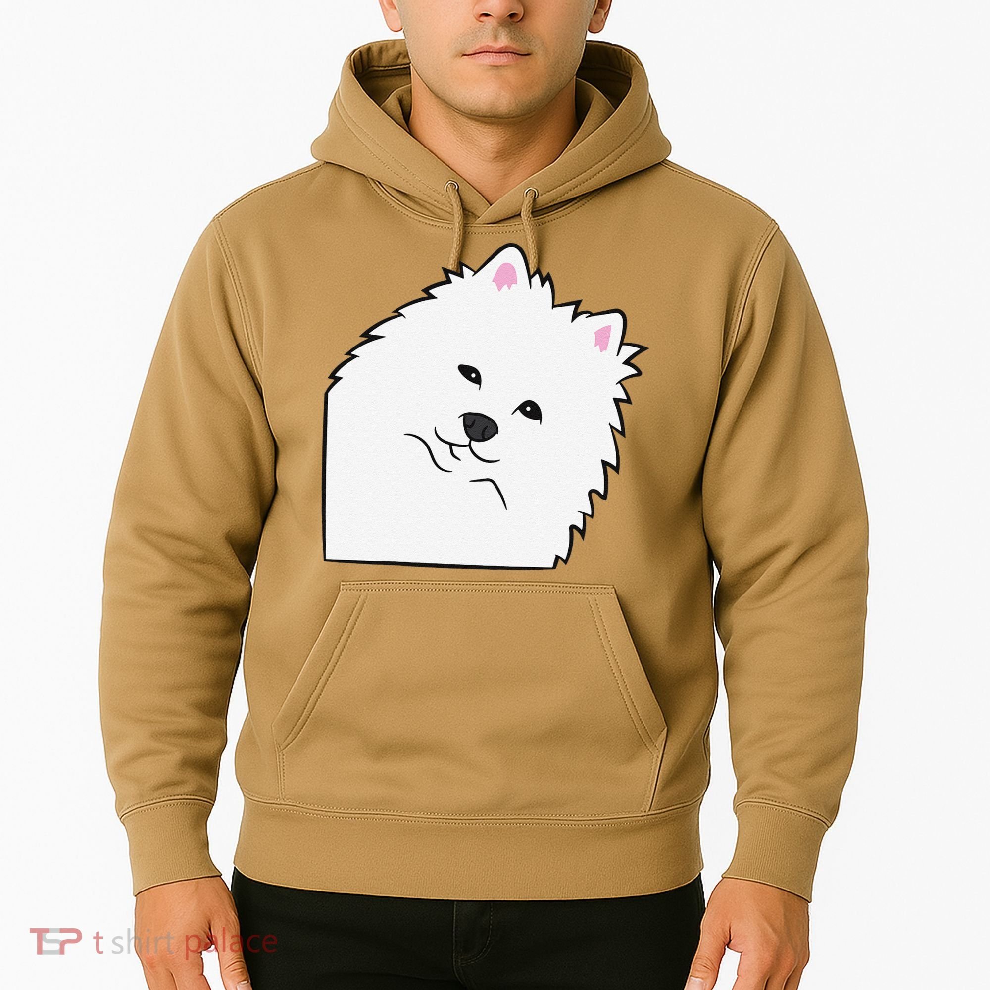 American Eskimo Dog Peeking From Side Cute American Eskimo Hoodie