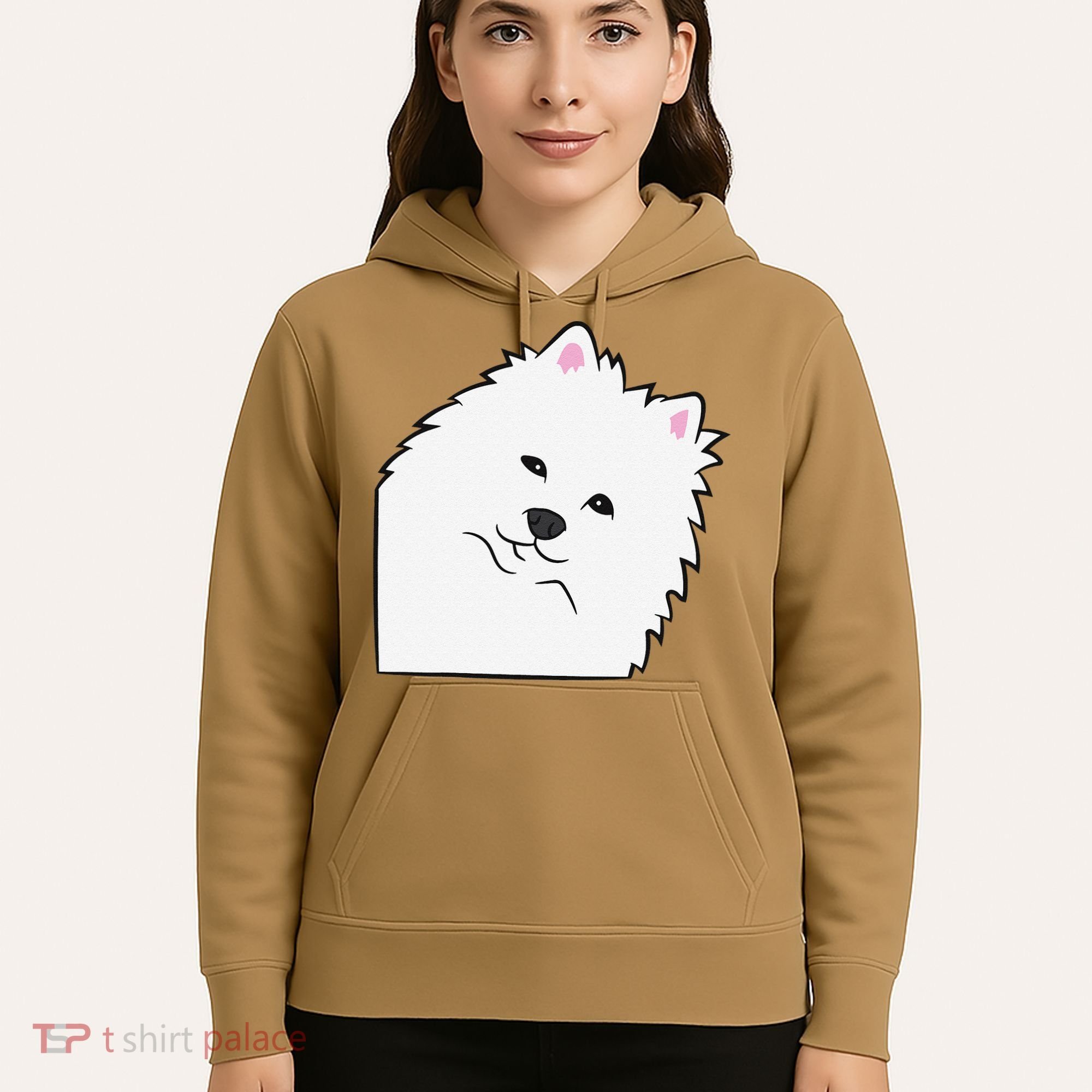 American Eskimo Dog Peeking From Side Cute American Eskimo Hoodie