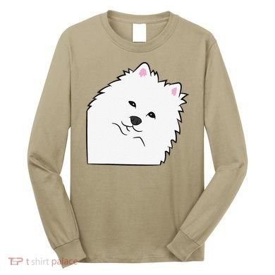 American Eskimo Dog Peeking From Side Cute American Eskimo Long Sleeve Shirt
