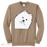 American Eskimo Dog Peeking From Side Cute American Eskimo Sweatshirt thumb 0