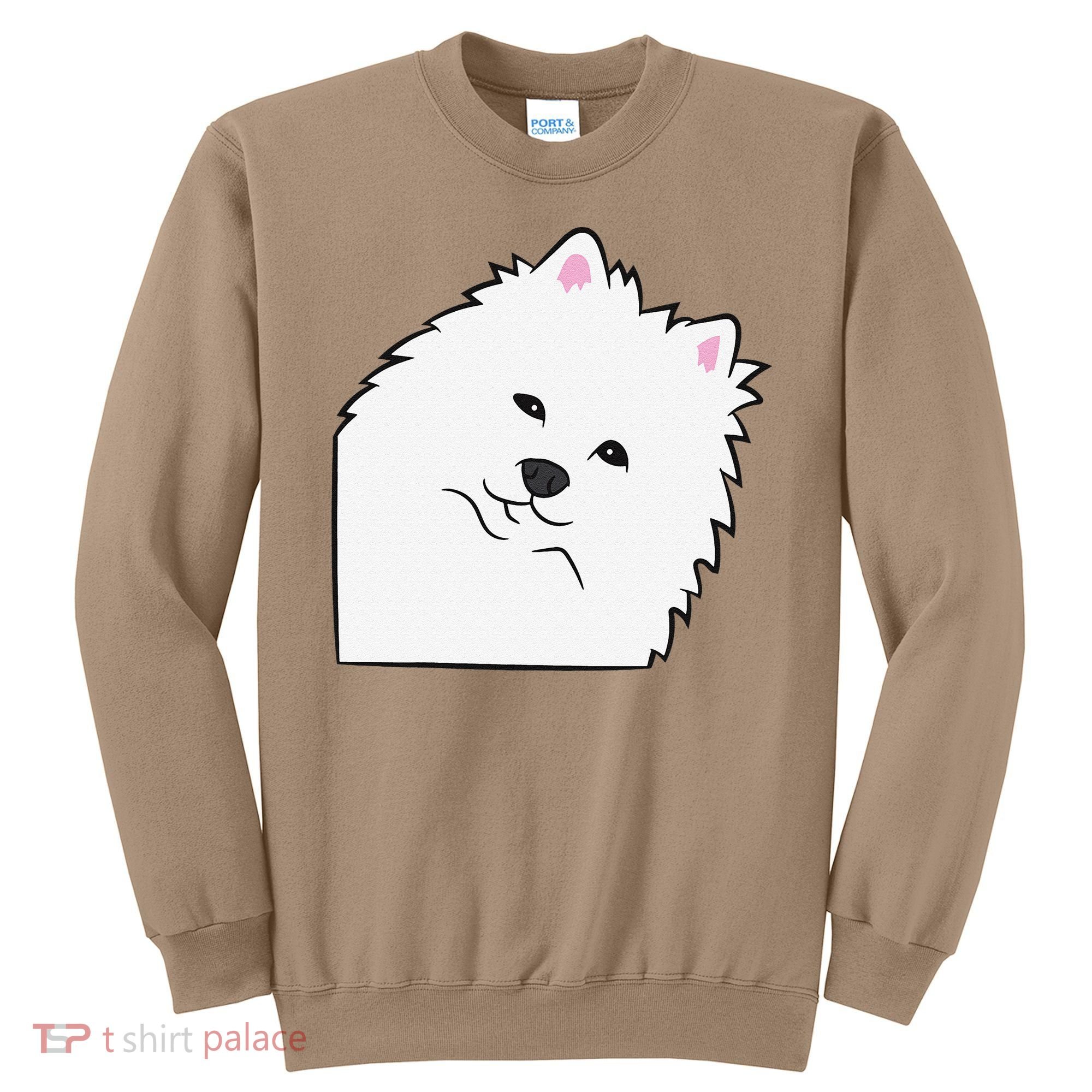 American Eskimo Dog Peeking From Side Cute American Eskimo Sweatshirt