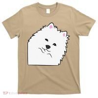 American Eskimo Dog Peeking From Side Cute American Eskimo T-Shirt thumb 0