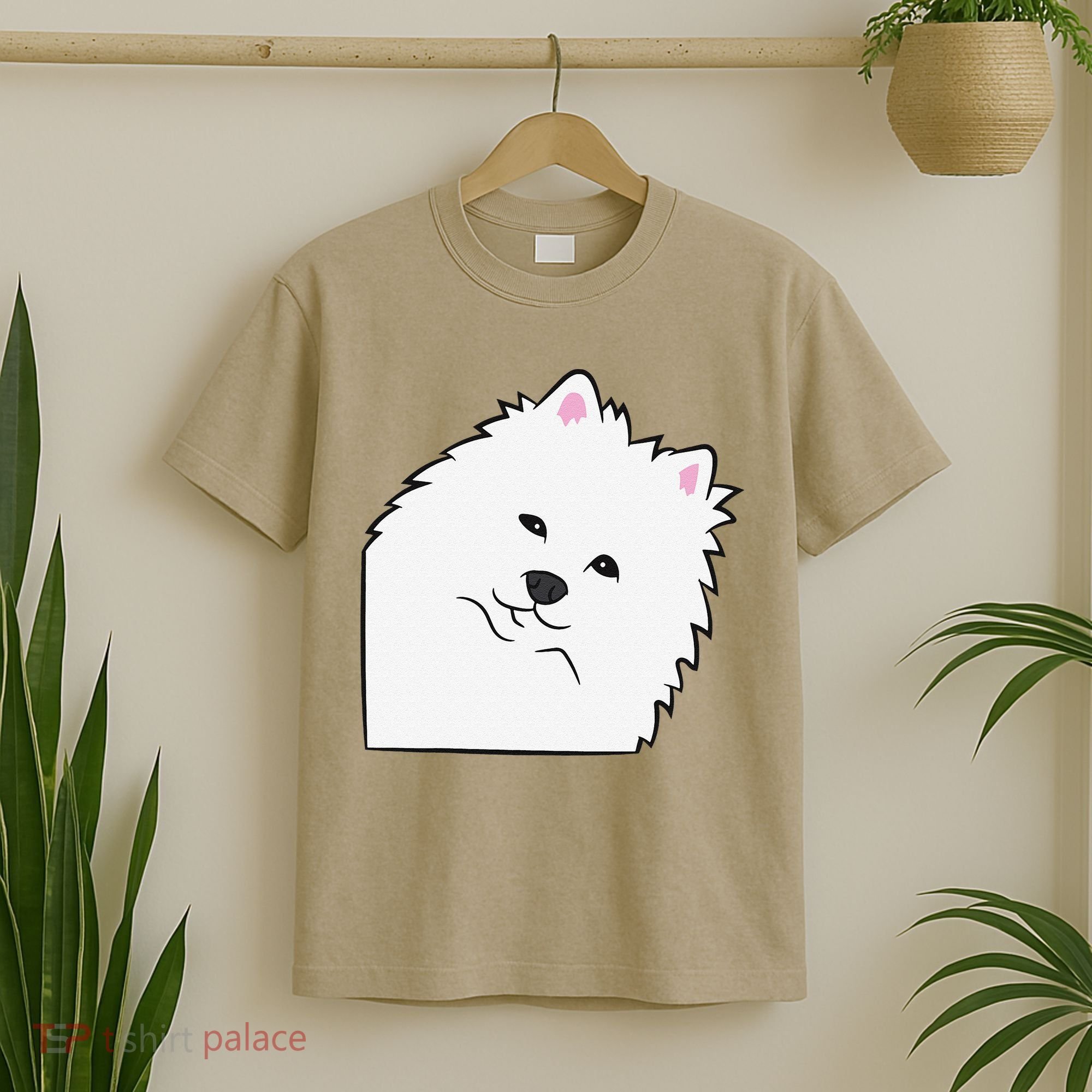 American Eskimo Dog Peeking From Side Cute American Eskimo T-Shirt