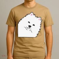 American Eskimo Dog Peeking From Side Cute American Eskimo T-Shirt thumb 3