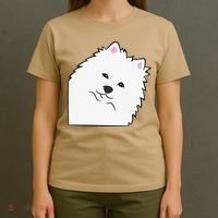 American Eskimo Dog Peeking From Side Cute American Eskimo T-Shirt thumb 4