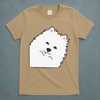 American Eskimo Dog Peeking From Side Cute American Eskimo T-Shirt thumb 5