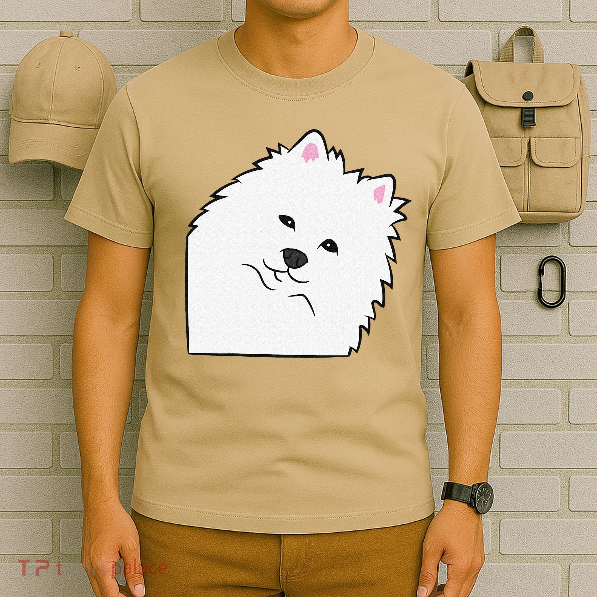American Eskimo Dog Peeking From Side Cute American Eskimo T-Shirt