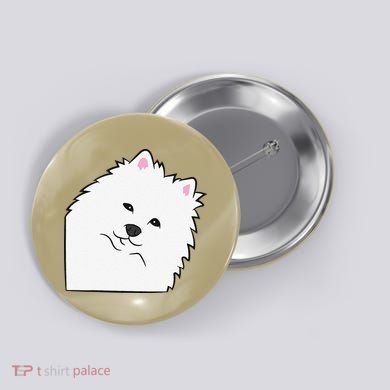 American Eskimo Dog Peeking From Side Cute American Eskimo Button