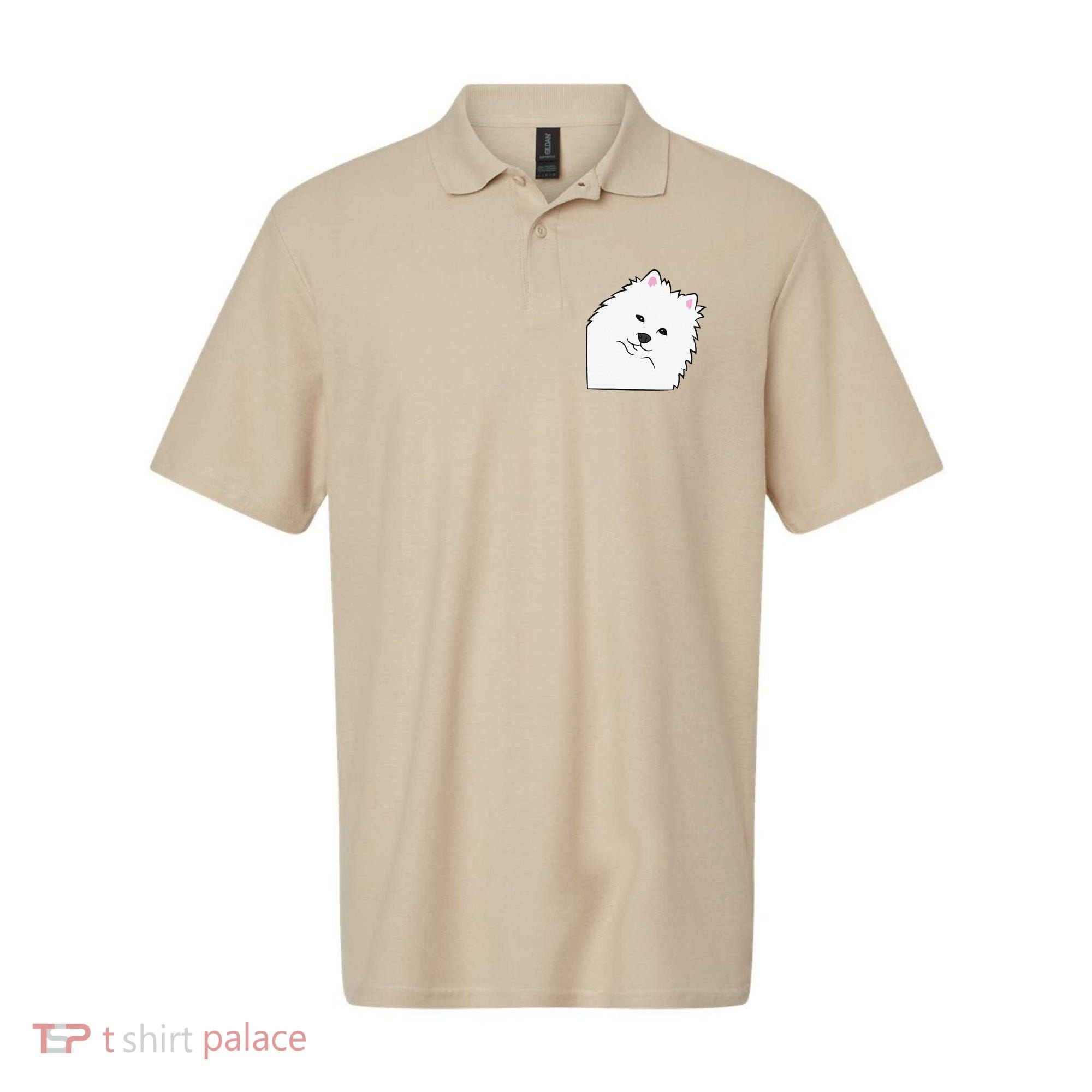 American Eskimo Dog Peeking From Side Cute American Eskimo Polo