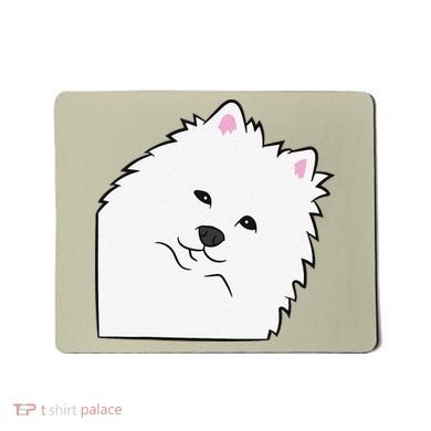 American Eskimo Dog Peeking From Side Cute American Eskimo Mousepad