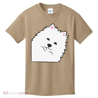 American Eskimo Dog Peeking From Side Cute American Eskimo Kids T-Shirt