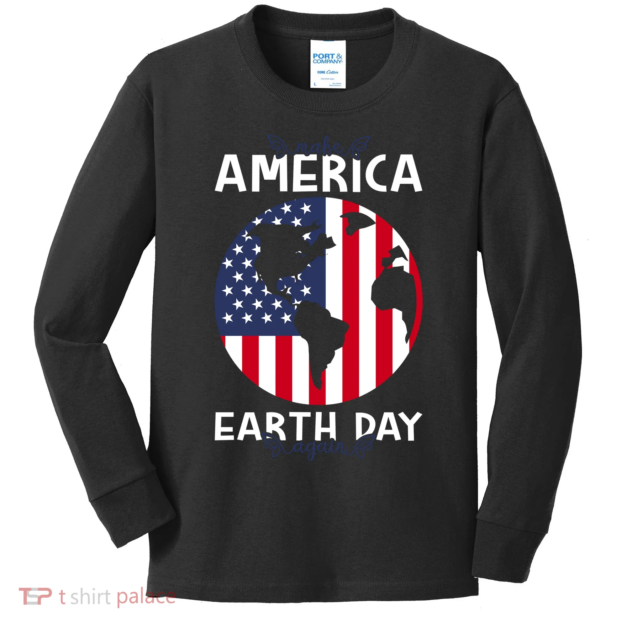 America Earth Day Kids Long Sleeve Shirt