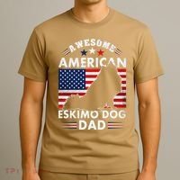 American Eskimo Dog Dad Owner Usa Flag 4th Of July America T-Shirt thumb 3