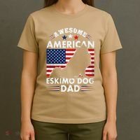 American Eskimo Dog Dad Owner Usa Flag 4th Of July America T-Shirt thumb 4
