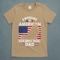 American Eskimo Dog Dad Owner Usa Flag 4th Of July America T-Shirt thumb 5
